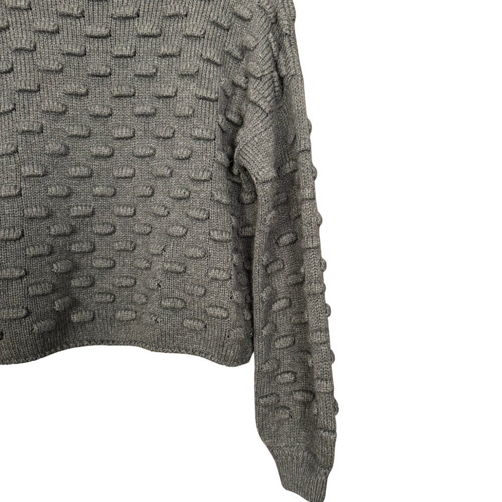 Rut & Circle Grey Cropped Sweater, Textured Knit, Minimalist, Fall - Picture 5 of 7